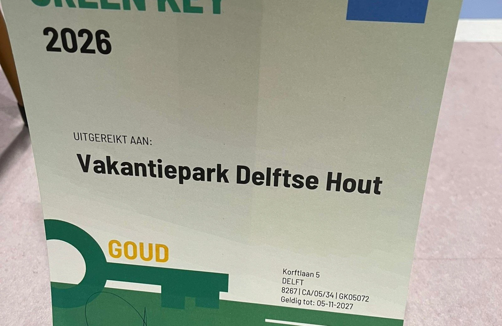 2026 02 11 green key certificaat ontvangen delftse hout 6